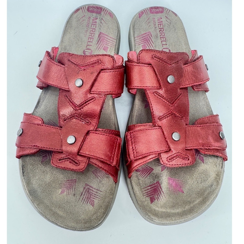Merrell Womens Adhera Sandals Red Adjustable Strap Comfort Walking Sport Size 8